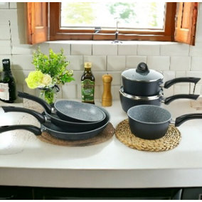 URBN-CHEF 5pcs Forged Aluminium Induction Cooking Saucepan Pots Frying Pans Cookware Set
