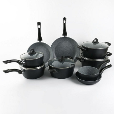 URBN-CHEF 9 Pcs Forged Aluminium Induction Cooking Saucepan Pots Frying ...