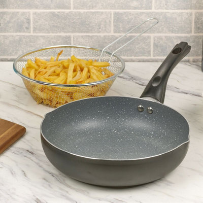 URBN-CHEF Aluminium Induction 24cm Deep Frying Pan With Fry Basket Cookware