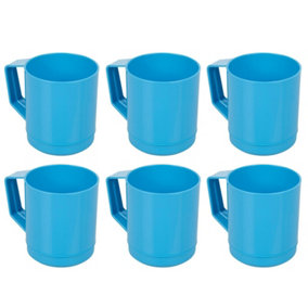 URBN-CHEF Height 10cm 260ml Set of 6 Plastic Blue Mug Tumbler Cup & Handle Party BBQ Microwave Dishwasher Safe