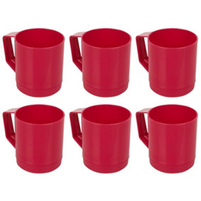 URBN-CHEF Height 10cm 260ml Set of 6 Plastic Fuschia Mug Tumbler Cup & Handle Party BBQ Microwave Dishwasher Safe