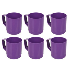 URBN-CHEF Height 10cm 260ml Set of 6 Plastic Purple Mug Tumbler Cup & Handle Party BBQ Microwave Dishwasher Safe