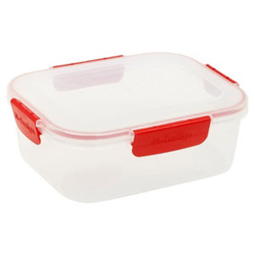 URBN-CHEF Height 12cm 1.6L Red Food Plastic Storage Container Airtight Seal Clip Lock Lid
