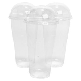 URBN-CHEF Height 12cm 500ml Set of 120 Clear BioWare Plastic Smoothie Slush Cups & Lids