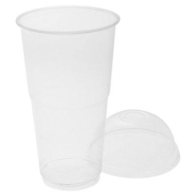 URBN-CHEF Height 12cm 500ml Set of 60 Clear BioWare Plastic Smoothie Slush Cups & Lids