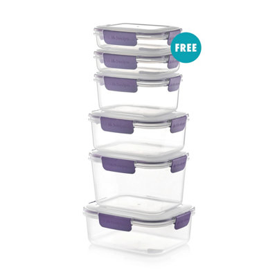 URBN-CHEF Height 12cm Purple Set of 10 Food Plastic Storage Container ...