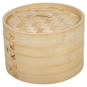 URBN-CHEF Height 13cm Round Wooden Steam Basket Steaming Vegetables Dim Sum Finger Food Dumplings Pot