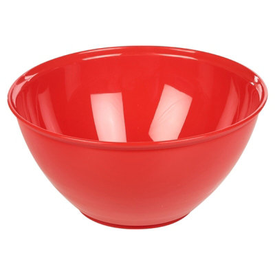 URBN-CHEF Height 13cm Set of 3 Durable Plastic Kitchen Red Mixing Salad Bowls Microwave & Dishwasher Safe