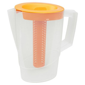 URBN-CHEF Height 25cm 2.2L Orange Plastic Slim Fridge Water Juice Jug Dispenser Large Handle & Infusion Core
