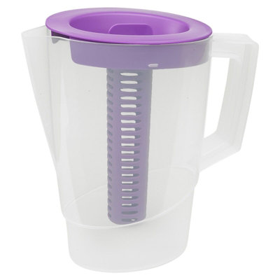 URBN-CHEF Height 25cm 2.2L Purple Plastic Slim Fridge Water Juice Jug Dispenser Large Handle & Infusion Core