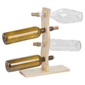 URBN-CHEF Height 30cm 4 Bottle Wooden Wine Rack Free Standing Insert Kitchen Countertop Storage Holder