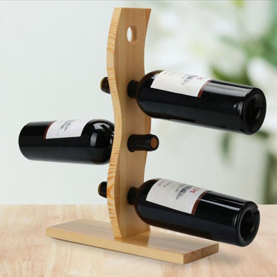 URBN-CHEF Height 30cm 4 Bottle Wooden Wine Rack Free Standing Insert Kitchen Countertop Storage Holder