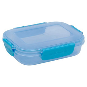 URBN-CHEF Height 5cm Plastic Blue Lunch Box Food Storage Air Tight Rubber Seal Container with Clip Lock