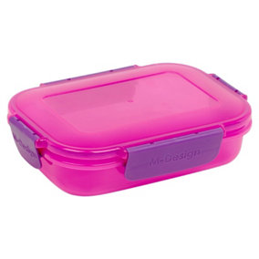 URBN-CHEF Height 5cm Plastic Pink/Purple Lunch Box Food Storage Air Tight Rubber Seal Container with Clip Lock