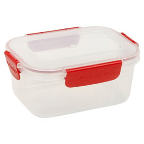 URBN-CHEF Height 8cm 1.1L Red Food Plastic Storage Container Airtight Seal Clip Lock Lid