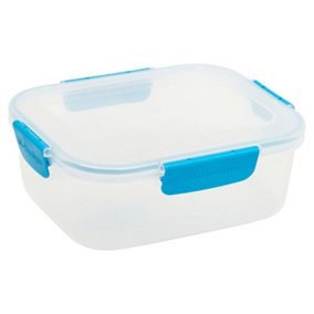 URBN-CHEF Height 8cm 2.1L Blue Set of 3 Food Plastic Storage Container Airtight Seal Clip Lock Lid