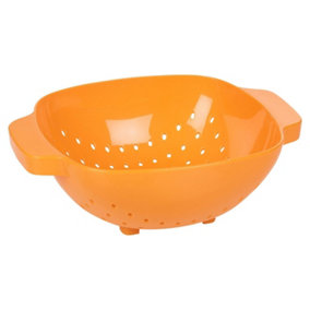 URBN-CHEF Height 9cm Plastic Orange Colander Sieve Mesh Food Pasta Rice Veg Washing Strainer Kitchen Basket