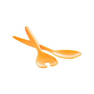 URBN-CHEF Length 30cm 2 Pcs Orange Salad Food Servers Set Mixing Dinner Party Colourful Plastic Fork & Spoon