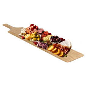 URBN-CHEF Length 75cm Wooden Bamboo Platter Serving Board Reversible Charcuterie Paddle Cheese Dips