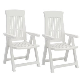 URBN GARDEN 110cm Height Outdoor Foldable Plastic Garden Chair Patio Furniture With Adjustable Back White 2pcs