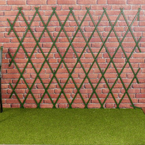 URBN-GARDEN 128cm Height 2pcs Expanding Green Plastic Wall Foldable Trellis Fence Climbing Plants Garden Decor