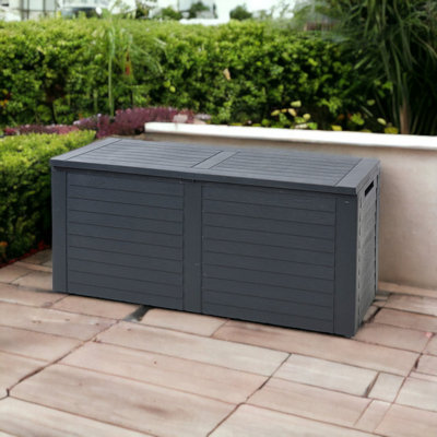 URBN-GARDEN 240L Large Black Outdoor Cargo Garden Storage Box Plastic Container Chest & Lid