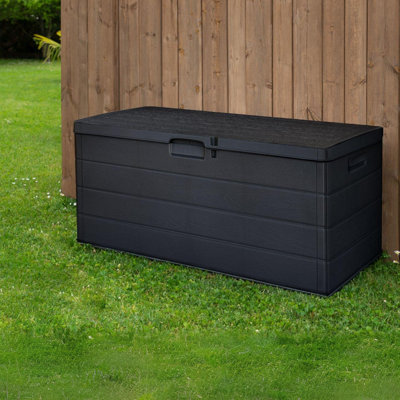 URBN GARDEN 350L Outdoor Patio Anthracite Plastic Garden Storage Box With Handles & Wheels