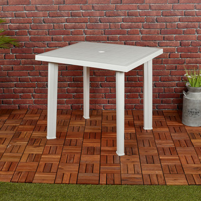URBN-GARDEN 80cm Height White Square Garden Plastic Lightweight Table ...