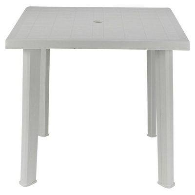 URBN GARDEN 80cm Height White Square Garden Plastic Lightweight Table Patio Deck Outdoor Furniture