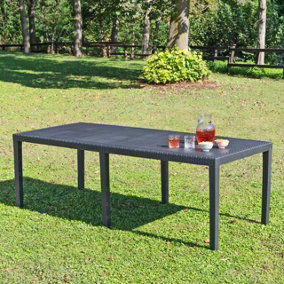 URBN-GARDEN 90cm Height Long Anthracite Rectangular Garden Table Outdoor Patio Dining Furniture