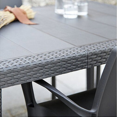 URBN-GARDEN 90cm Height Long Anthracite Rectangular Garden Table Outdoor Patio Dining Furniture