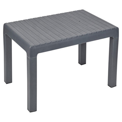 URBN GARDEN Height 42cm Light Grey Outdoor Plastic Lightweight Coffee Table Patio Balcony Garden Furniture