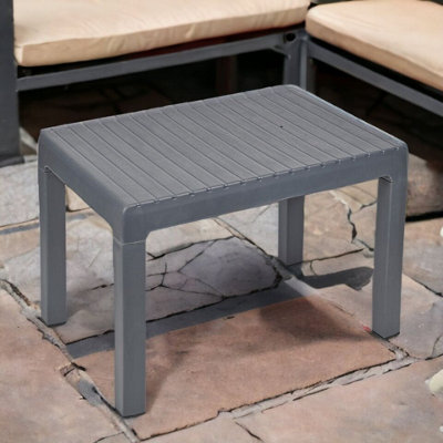 URBN GARDEN Height 42cm Light Grey Outdoor Plastic Lightweight Coffee Table Patio Balcony Garden Furniture