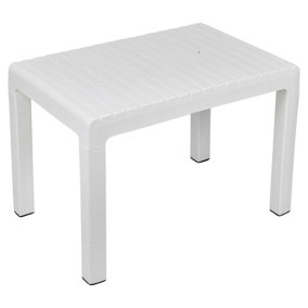 URBN GARDEN Height 42cm White Outdoor Plastic Lightweight Coffee Table Patio Balcony Garden Furniture