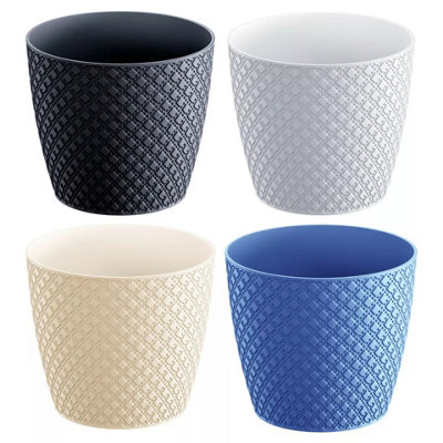 URBN-LIVING 11.2cm Height Plastic Flower Plant Garden Indoor Outdoor Planter Herb Pots Cream Small