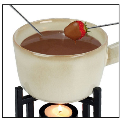 URBNCHEF 17cm Width Ceramic Chocolate/Cheese Fondue Set Melting