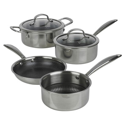 Lagostina Tempra Steel 24cm Casserole & Saucepan With Glass Lid - 18/10 Stainless Steel, Induction