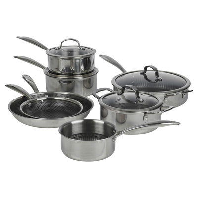 URBNCHEF 28cm Diameter 7Pcs Non Stick Stainless Steel Induction Frying Pan Saucepan Casserole Set