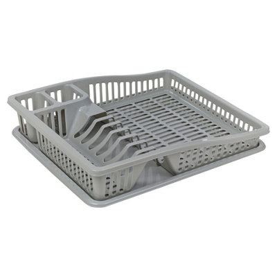 URBNCHEF 38cm Width Grey Plastic Small Dish Rack Drainer Kitchen Sink ...