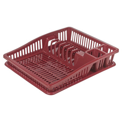URBNCHEF 38cm Width Maroon Plastic Small Dish Rack Drainer Kitchen Sink ...