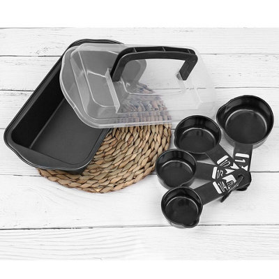 URBNCHEF 7 PCS Home Baking Kit Bread Cake Oven Tin Set with Measuring Spoons Lid Recipes