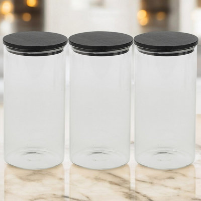 URBNCHEF 800ml 3 Pcs Clear Glass Cylinder Coffee Tea Storage Jars with ...