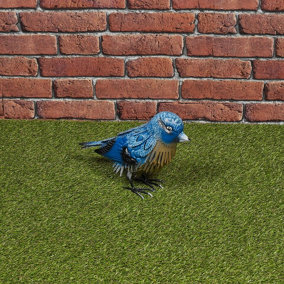 URBNGARDEN 20cm Height Decorative Metal Birds Outdoor Weather Resistant Pond Lawn Ornament Garden Decor Blue