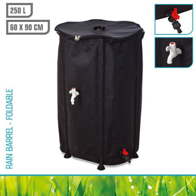 URBNGARDEN 250L Black Collapsible Rain Water Barrel Catcher Container ...