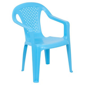 URBNGARDEN 52cm Height 2 Plastic Childrens Chairs Colored Indoor Outdoor Garden Kids Blue