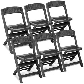 URBNGARDEN 88cm Height Collapsible Outdoor Folding Garden Chair Outdoor Camping Patio Black Lounge Seat Set of 6