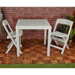 URBNGARDEN Garden Plastic Patio Dining Whether Proof Table & 2 Chairs Outdoors Furniture Set of 2