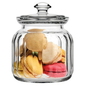 URBNLIVING 0.9L Clear Glass Food Storage Jar With Lid