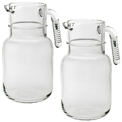 URBNLIVING 1.5L Easy Pour Modern Design Glass Jug Set of 2