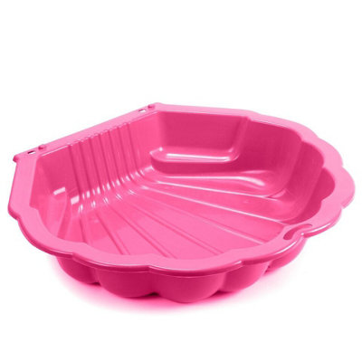 URBNLIVING 1 x 87cm Pink Shell Clam Shaped Plastic Sandpit Outdoor Garden Fun Paddling Ball Pool Sand Pit
